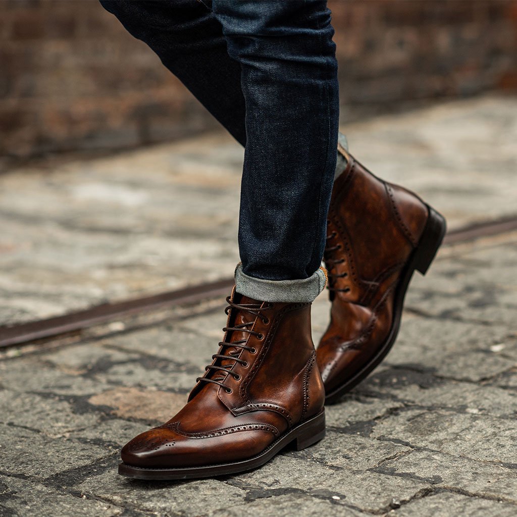 Men's Wingtip Boot in Color #77 Leather 