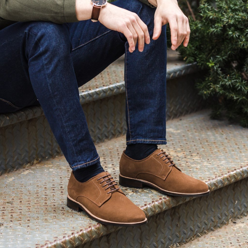 tan suede shoes mens outfit