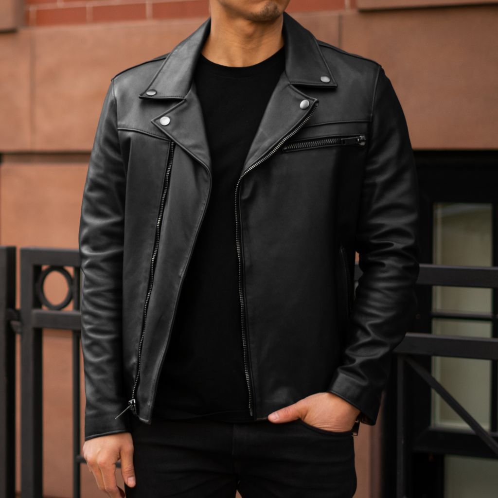 Men's Motorcycle Jacket In Black Leather Boot Company