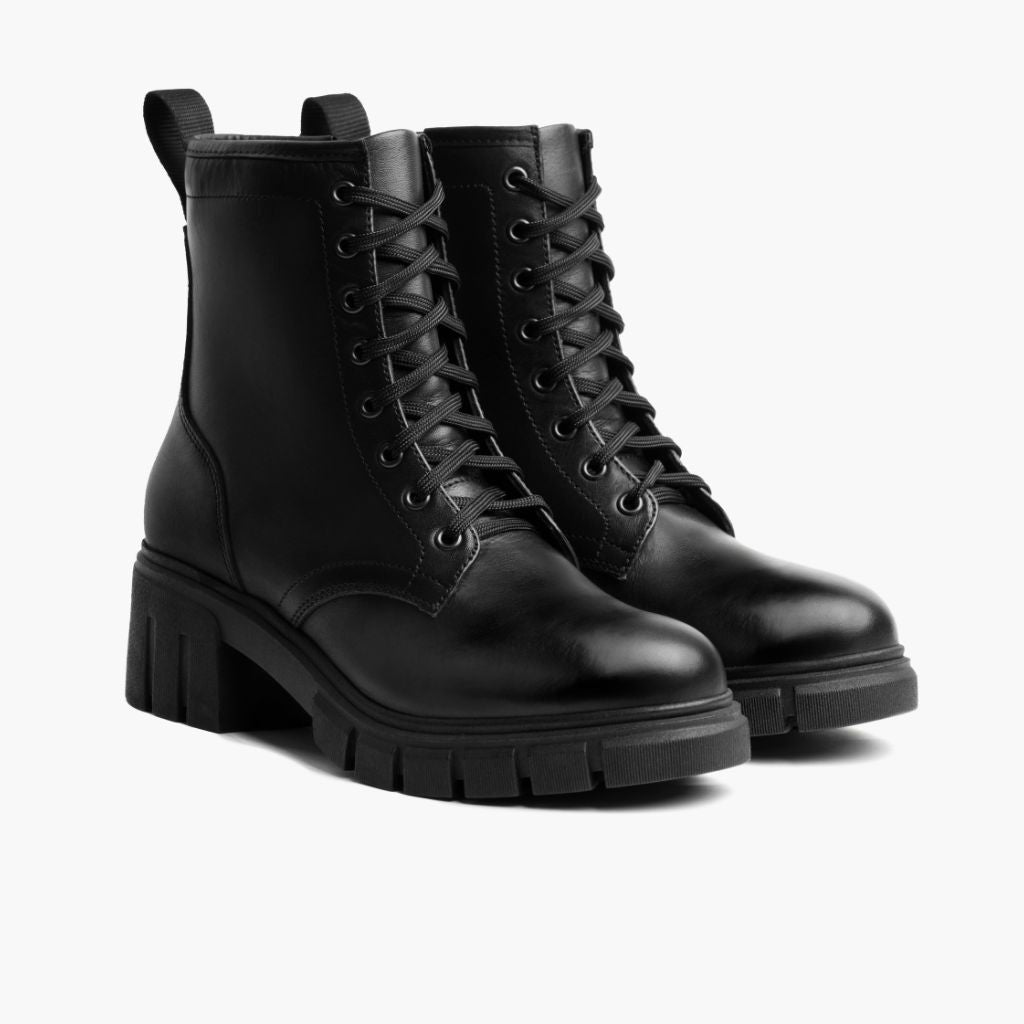 ladies lace up black boots