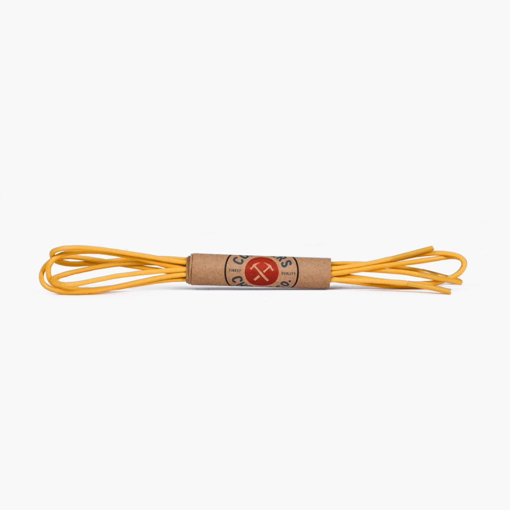 Round Waxed Cotton Shoe Laces in Yellow 