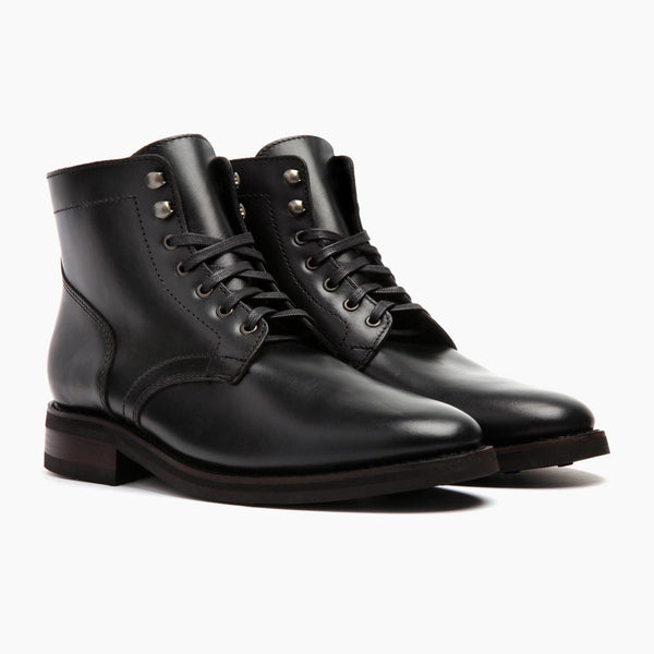 black leather boot shoes