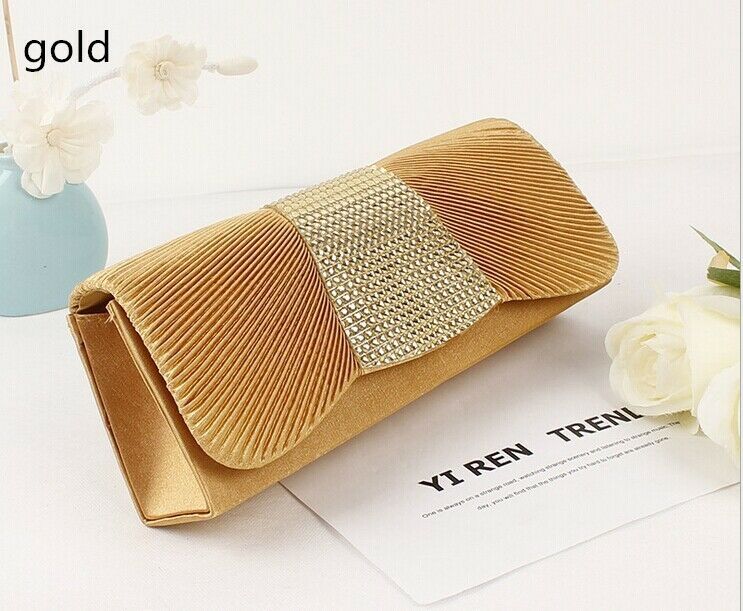 Womens Gold Clutch Bag Ladies Wedding Bridal Prom Party Purse Evening  Handbag | eBay