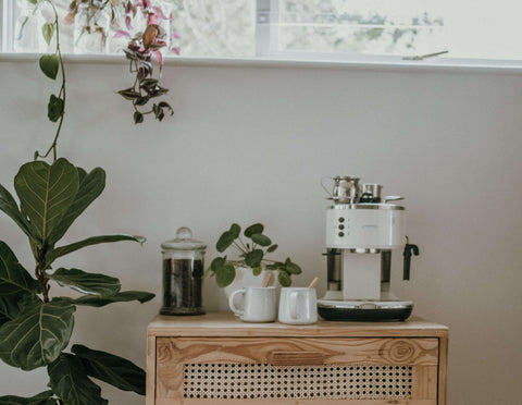 organized coffee set up at home