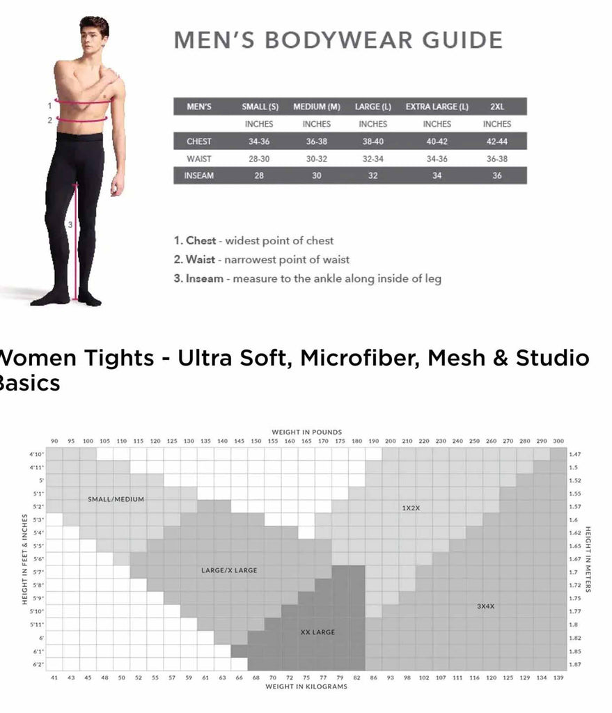 Capezio Footundeez Size Chart