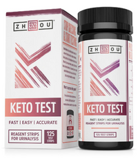 Zhou Nutrition Keto Test urinalysis testing strips can help determine whether the keto dieter has reached ketosis.