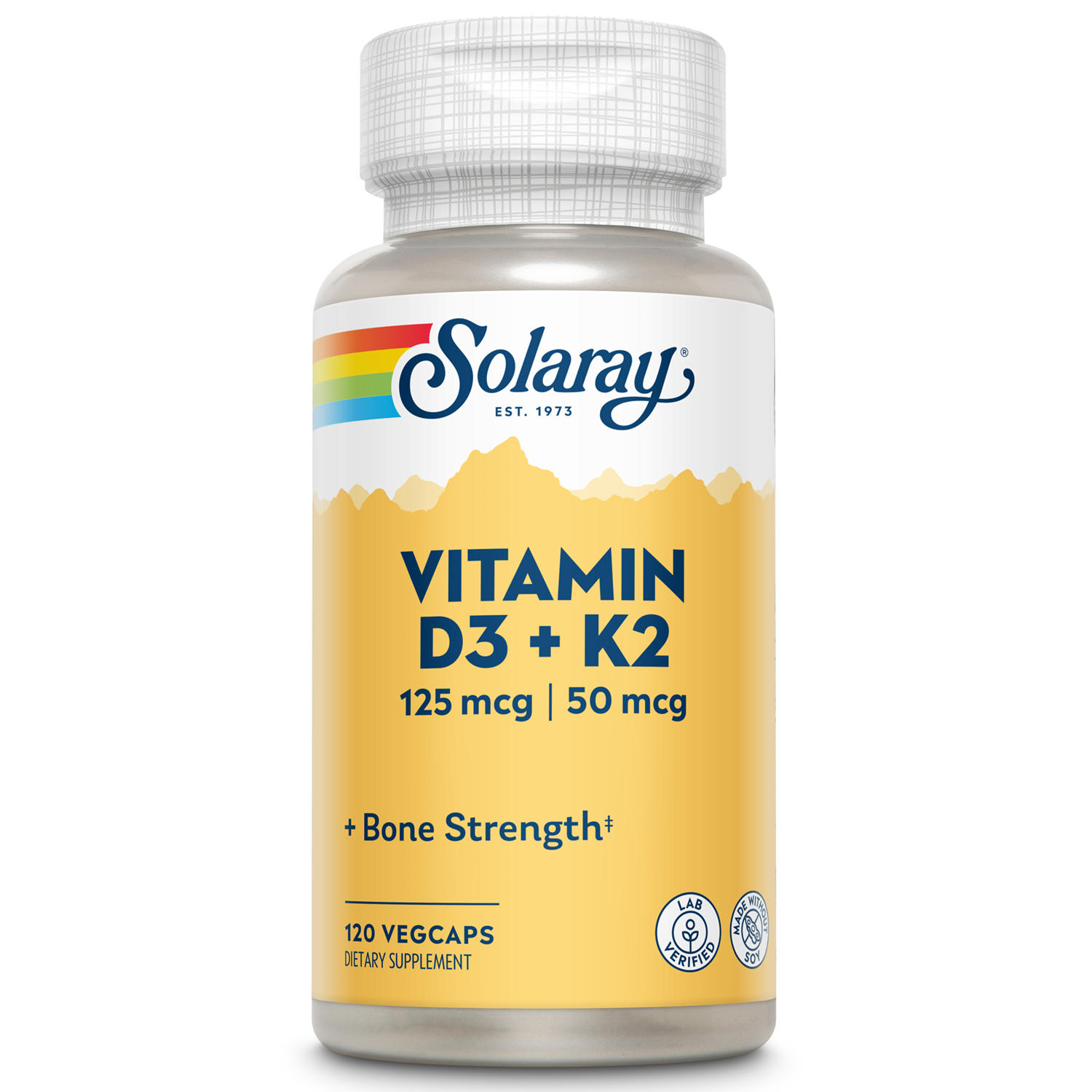 SOLARAY Vitamin D3 K2 - Bone Health and Immune Support Supplement - With 5000 IU Vitamin D as Vit D3 and 50 mcg Vitamin K2 as Me - The Healthway Store product image