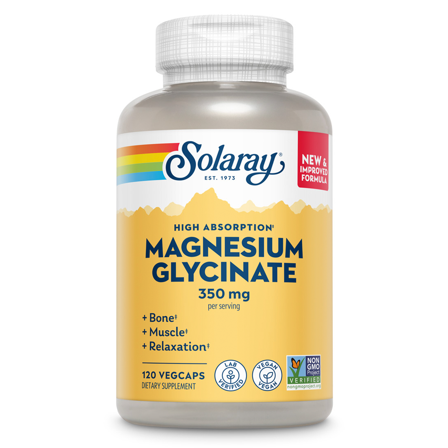 SOLARAY Magnesium Glycinate Capsules, Chelated Magnesium Bisglycinate w/ BioPerine, Higher Absorption Magnesium Supplement - Bon - The Healthway Store product image