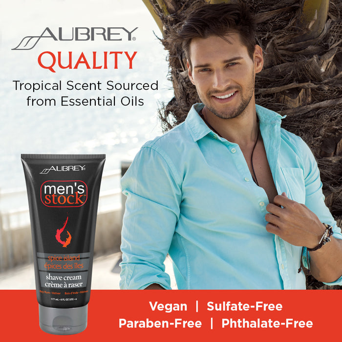 Aubrey Mens Stock Shave Cream | Invigorating Formula for a Close Shave | 6oz