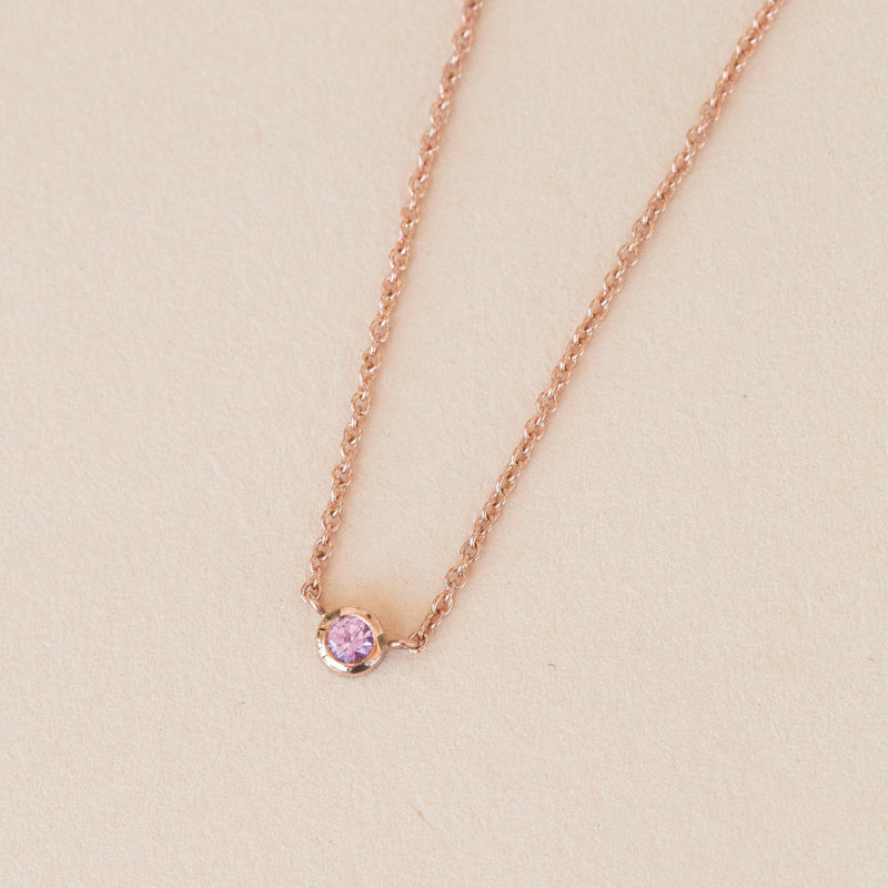 Neo Pink Sapphire Necklace - 9ct Rose Gold | By Baby