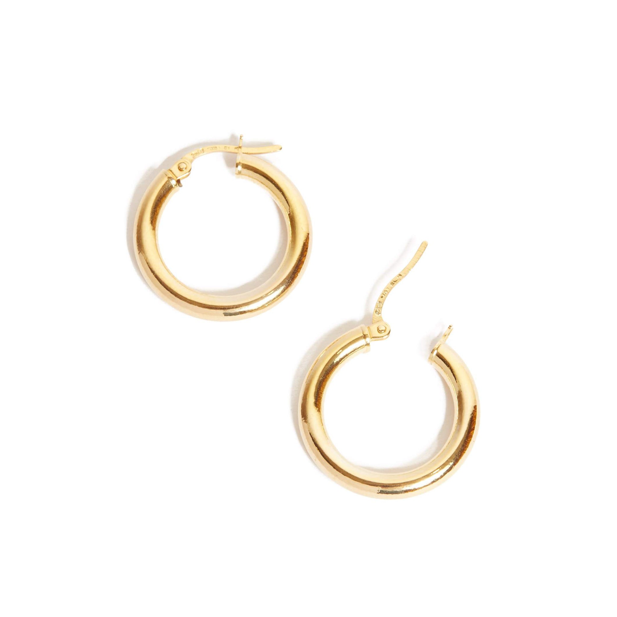 Chunky Tube Hoops Small - 9ct Gold - By Baby Fine Jewellery
