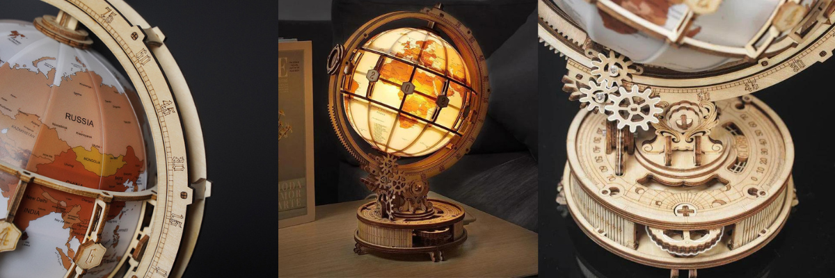 Robotime ROKR 3D Wooden Puzzle Luminous Globe  Globe lumineux, Maquette en  bois, Globe terrestre lumineux