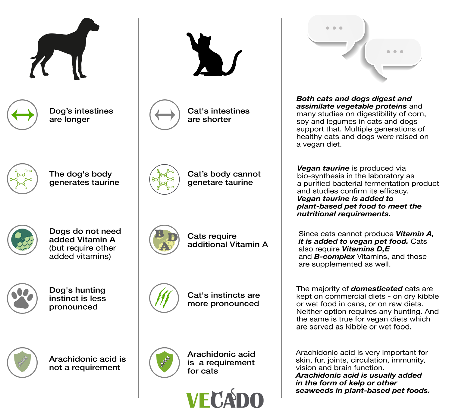 comparison of physiology of cats and dogs and appropriateness of vegan diets