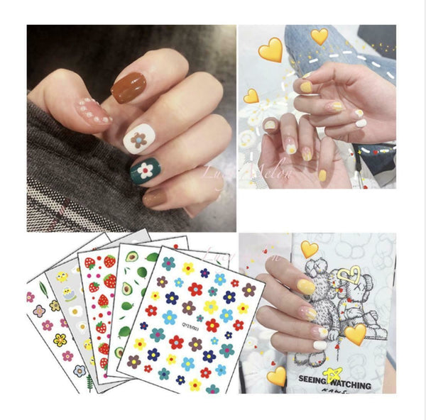 Old English Nail Art Stickers 3D Self-adhesive Nail Decals 