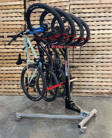 View of the Bike Rack Floor Stand with a Vertical Hitch Bike Rack and Bikes