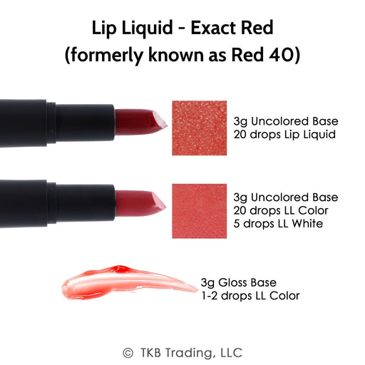  TKB Lip Liquid Color  Liquid Lip Color for TKB Gloss Base,  DIY Lip Gloss, Pigmented Lip Gloss and Lipstick Colorant, Moisturizing,  Made in USA (5floz (148ml), Exact Red) 