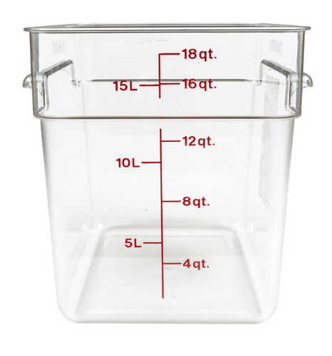 Thunder Group 18 Quart Square Clear Polycarbonate Food Storage