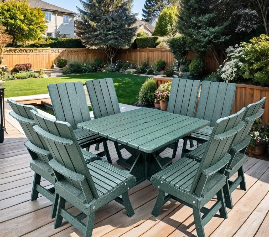 Dining set for 8 with pedestal table - turf green 3..jpeg__PID:bc1c8668-60e4-4553-9697-65716a2da410
