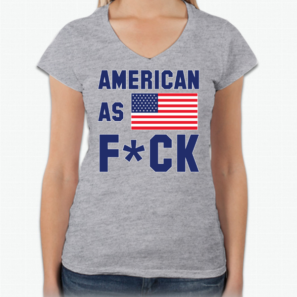 American As F*ck Ladies V-Neck Tee freeshipping Boardwalk Tee Co 18.99 gifts for him gifts for her rush order tees Ladies Vneck