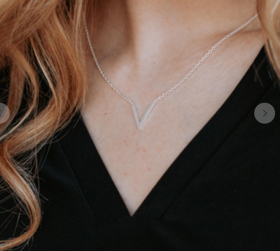 silver v necklace