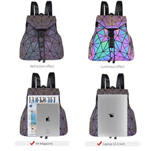 Load image into Gallery viewer, New women backpack school bag foldable luminous crossbody bag for ladies bag set 3 pcs clutch and purse geometric backpacks - ladystreets 
