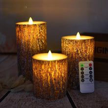 Load image into Gallery viewer, 1 Set of 3 Flameless Candle Night Light Pine LED Candle With Remote Control Wax Candle For New Year Christmas Wedding Decoration - ladystreets 
