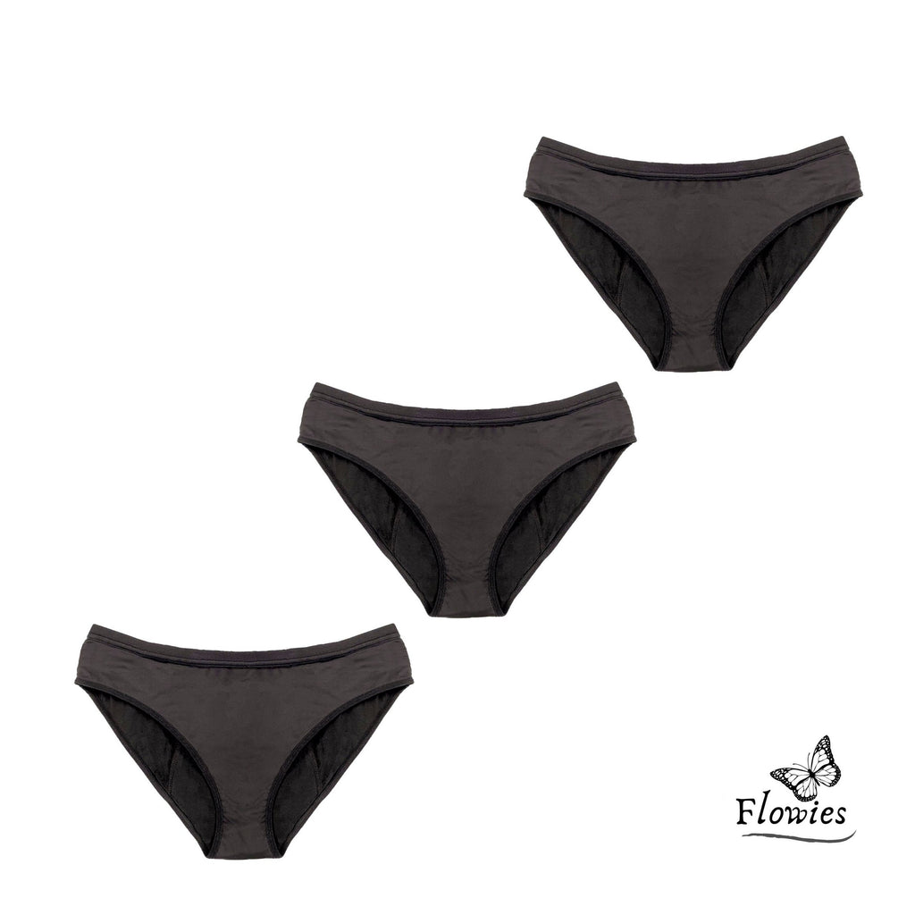 Flowies Sport Mesh Black Leakproof Period Panty 3 Pack