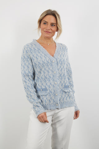 SKY FRINGE JACQUARD CARDIGAN