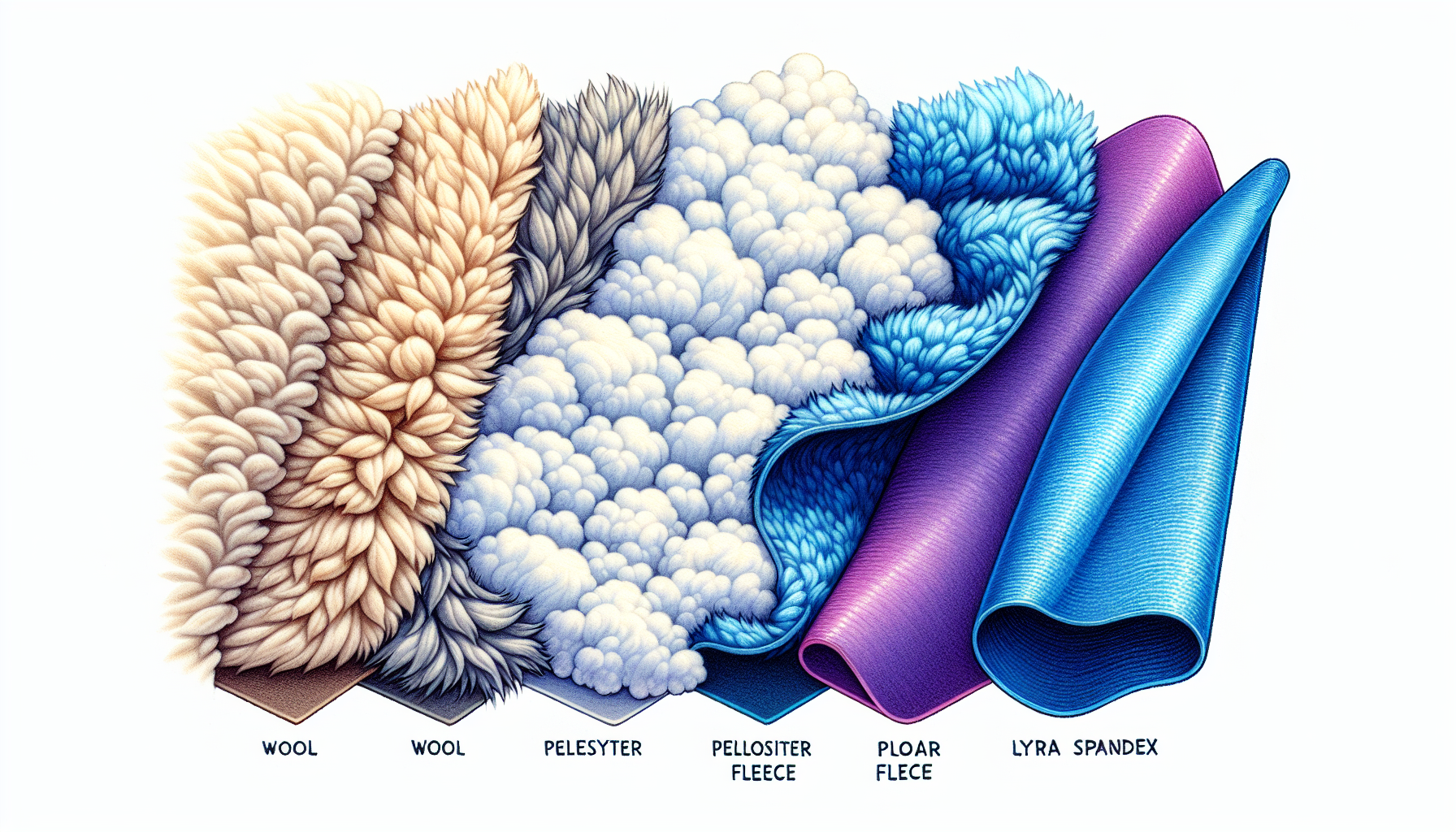 Illustration of various fleece fabric types