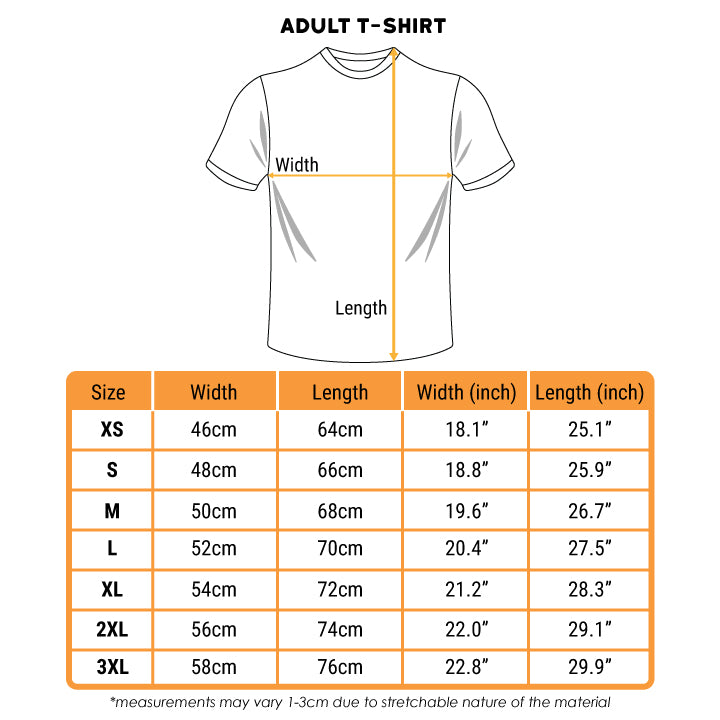 Teezbee.com - Sizing Chart (Adult T-shirt)