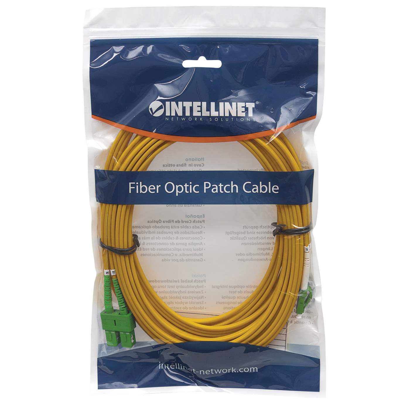 2 m LC to SC APC Fiber Optic Patch Cable, 2.0 mm, Duplex, OFNR, Singlemode BIF, Yellow