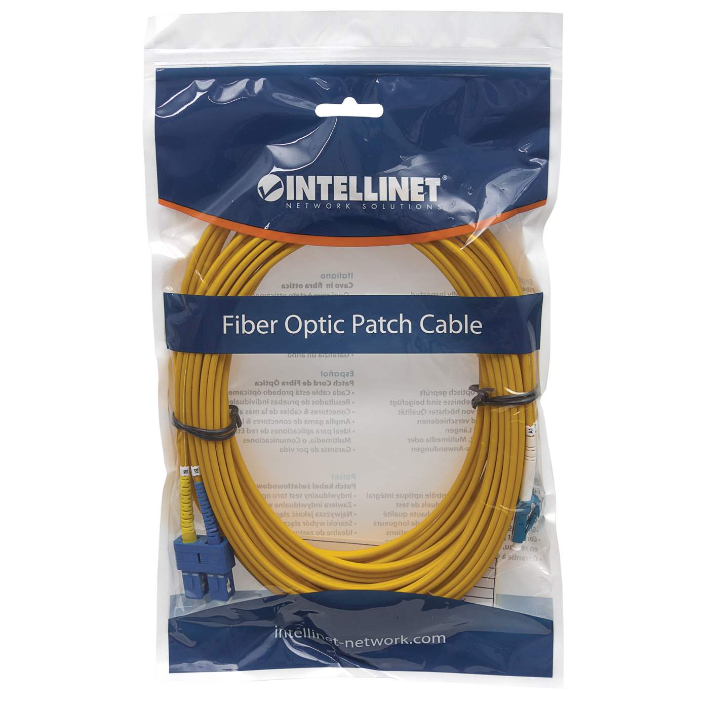 7 m LC to SC UPC Fiber Optic Patch Cable, 2.0 mm, Duplex, OFNR, Singlemode BIF, Yellow
