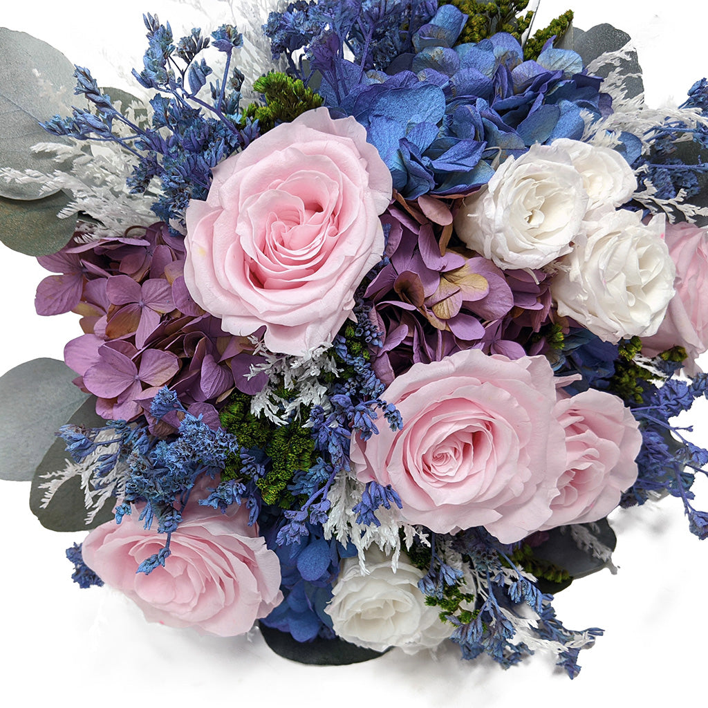 Ramo de Novia Flores Secas Rosa y Azul – Artiflora