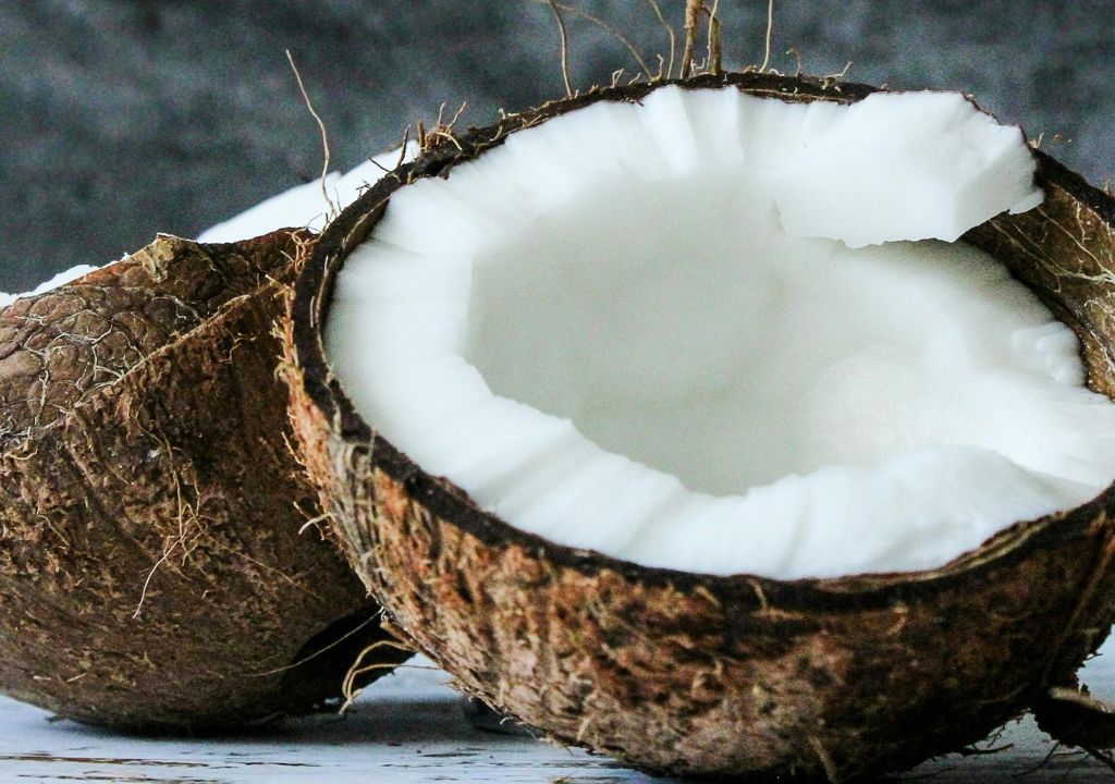 a coconut split in half