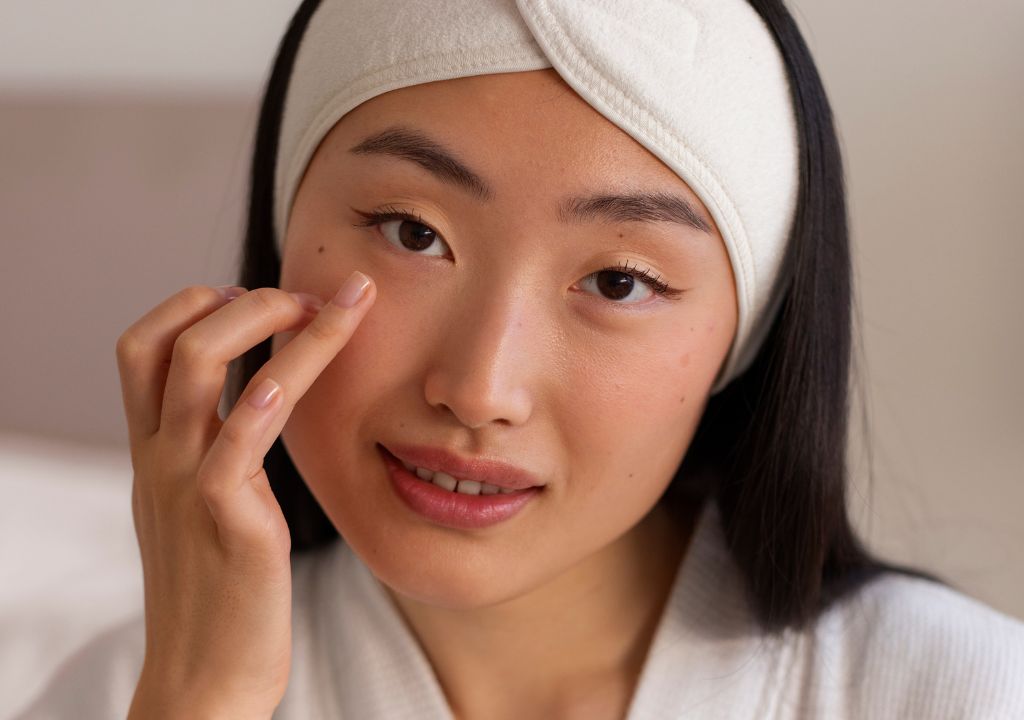 lady applying face cream