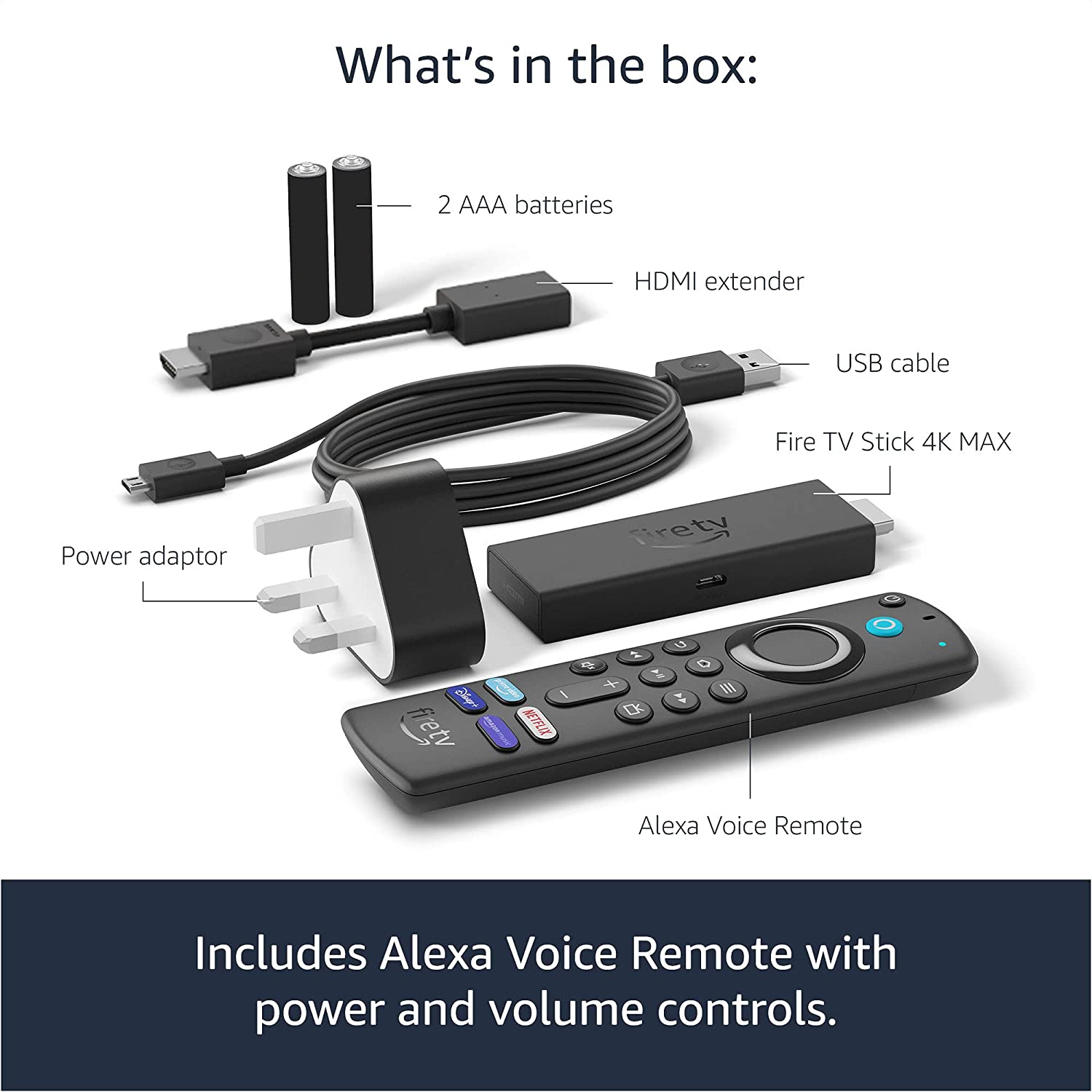 Fire TV Stick 4K Max (2022) streaming device, Wi-Fi 6, Alexa Voice Remote  (includes TV controls)