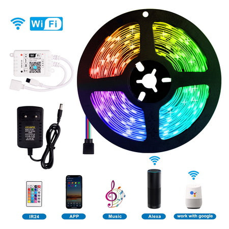 RGB Light Strip with WiFi, Work with Alexa, Google Home, Smart Phone Control