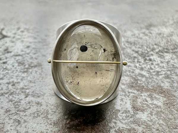 CAPTURED ENHYDRO QUARTZ PARABOLA RING