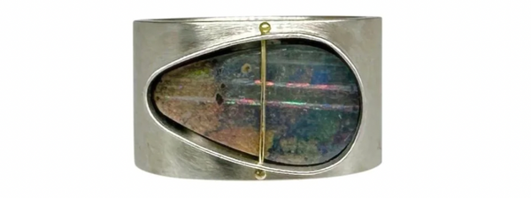 CAPTURED LINES - TRIANGLE BOULDER OPAL RING