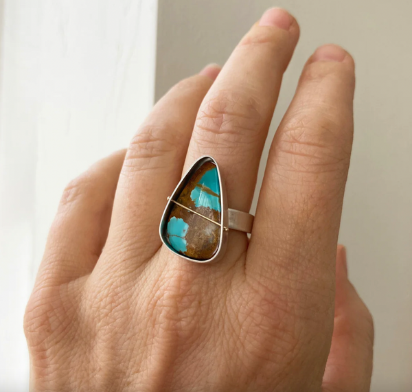 Unique Turquoise Ring in a Handmade Setting by Hilary Finck