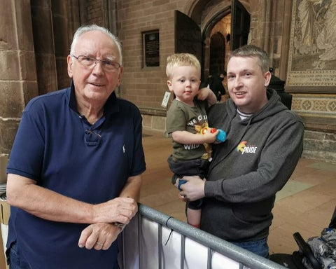 Image - Pete Waterman and Warren Allmark with his nephew at Making Tracks 2 at Chester Cathedral, Summer 2022