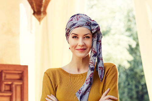 turbante Mantra grigio con fiori