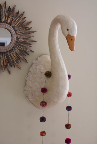 quirky home decor paper mache swan