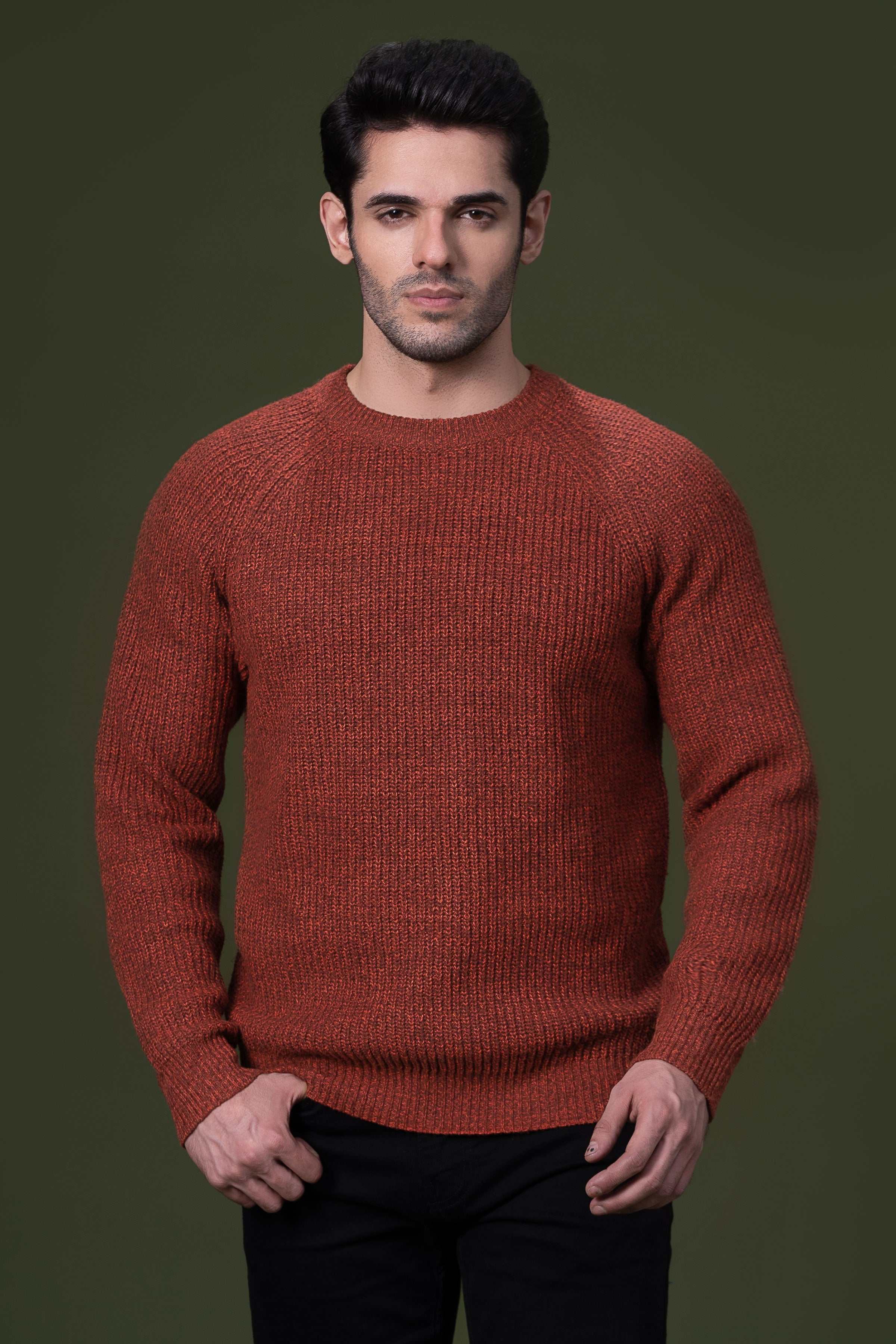 FULL SLEEVE SWEATER RUST TOPWEAR CHARCOAL MODJEN FOR THE