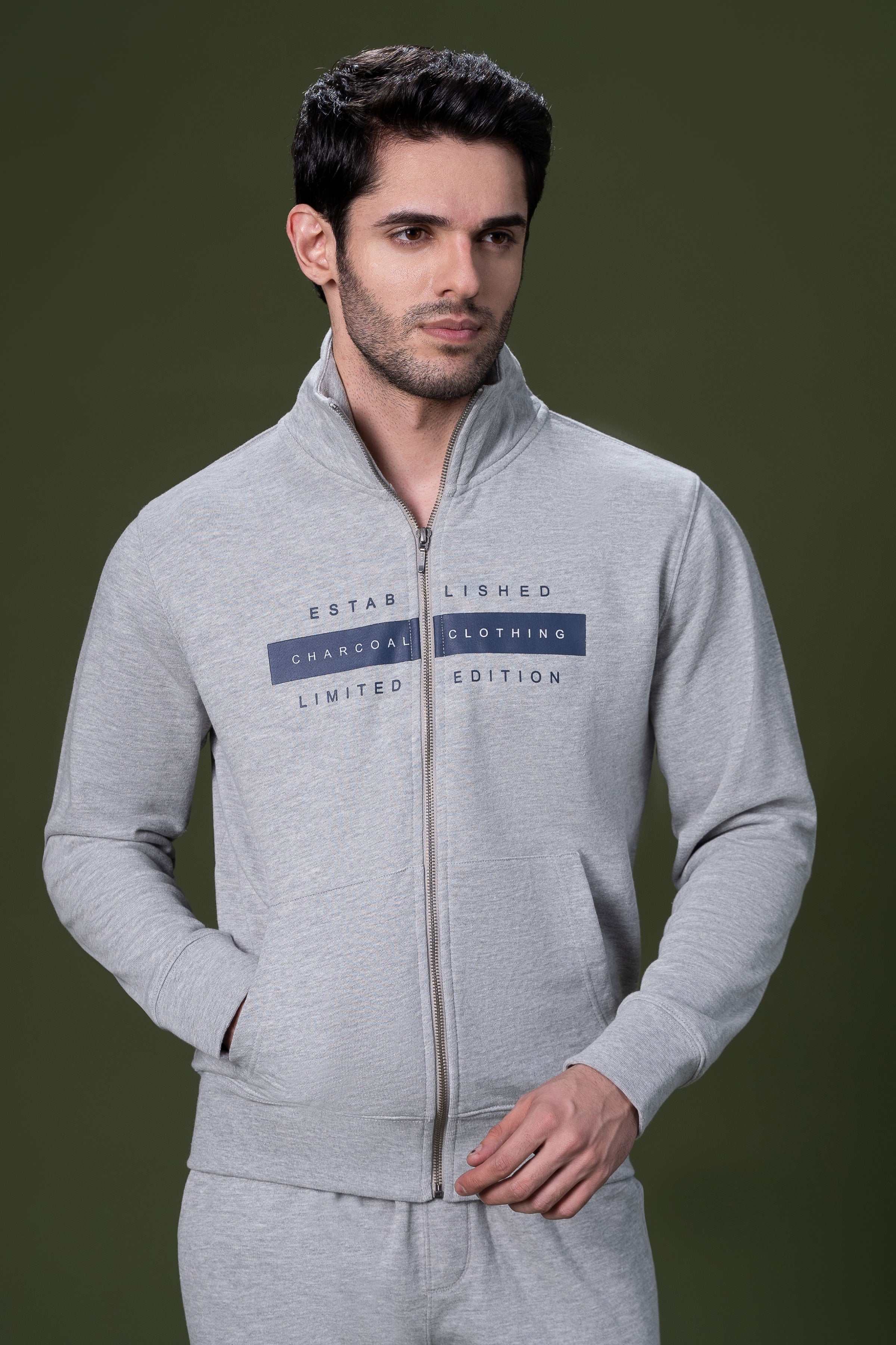 MOCK NECK JACKET HYDER GREY Charcoal Clothing