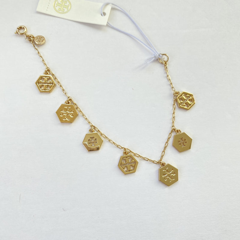 Tory Burch Hex Logo Charm Bracelet