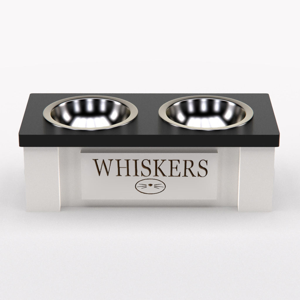 Personalized Elevated Dog Bowl Stand with Internal Storage - Black