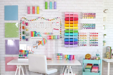 Craft room with peg board