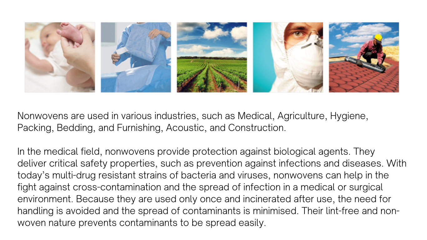 Proteq offers a wide selection of nonwoven materials such as 100% PP Spunbond, Meltblown and their composites, such as SMS, SMMS and laminated nonwovens that are widely used in medical disposable products. Our products are manufactured with sustainability principles following iso 14001:2015 standards. 