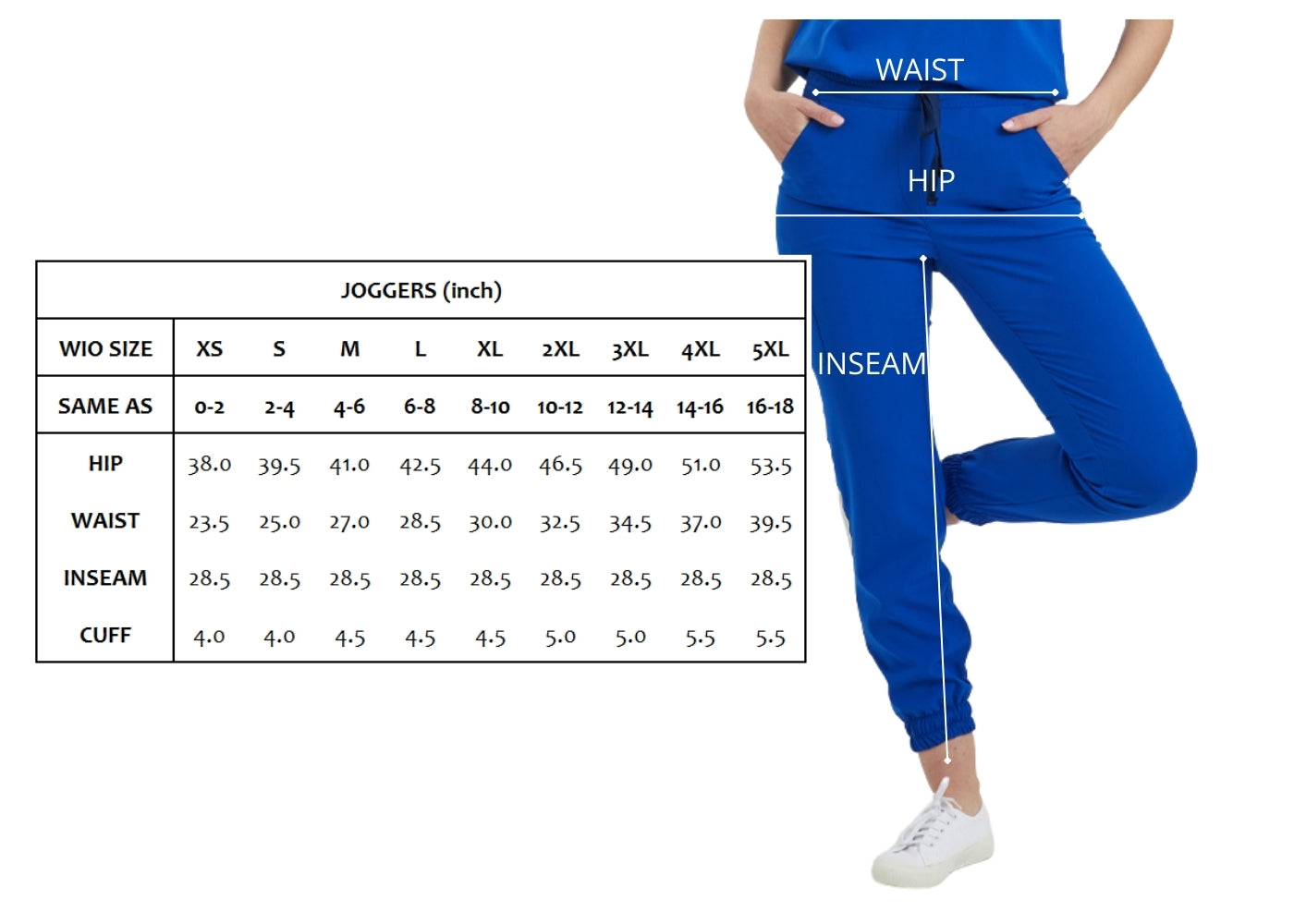 PROTEQ JOGGER SCRUB SIZE CHART